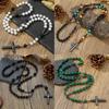 Natural Stone Black Agate Tigers Eye Cross Necklace For Men Hip Hop Jewelry