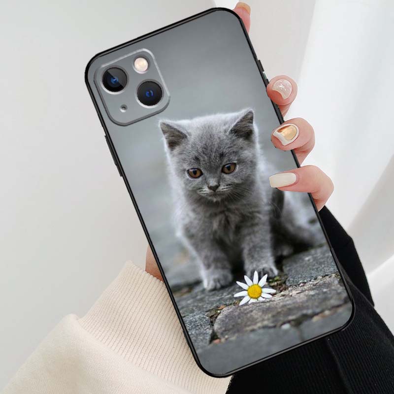 Beautiful Grey British Shorthair Cat Case For iPhone 12 13 Mini 13 11 12 14 Pro Max XS X XR 6S 7 8 Plus SE 2020 Silicone Cover