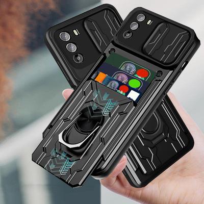 Custodia Protettiva Antiurto Lusso con Copriobiettivo Scorrevole per Motorola Moto G200 G100 5G Edge 20 Pro S30 Porta Carte Anello Armatura Cover Posteriore