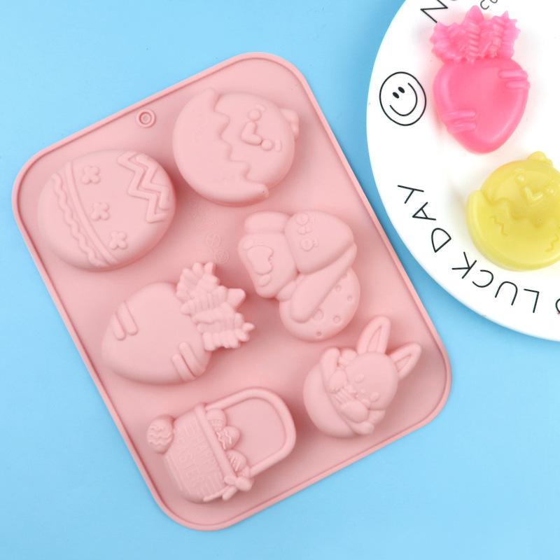 1/4Pcs Chocolate Candy Baking Tool Easter Bunny Egg Shaped Silicone Cake Cookies Mold For Easter Kids Birthday Party DIY Decor