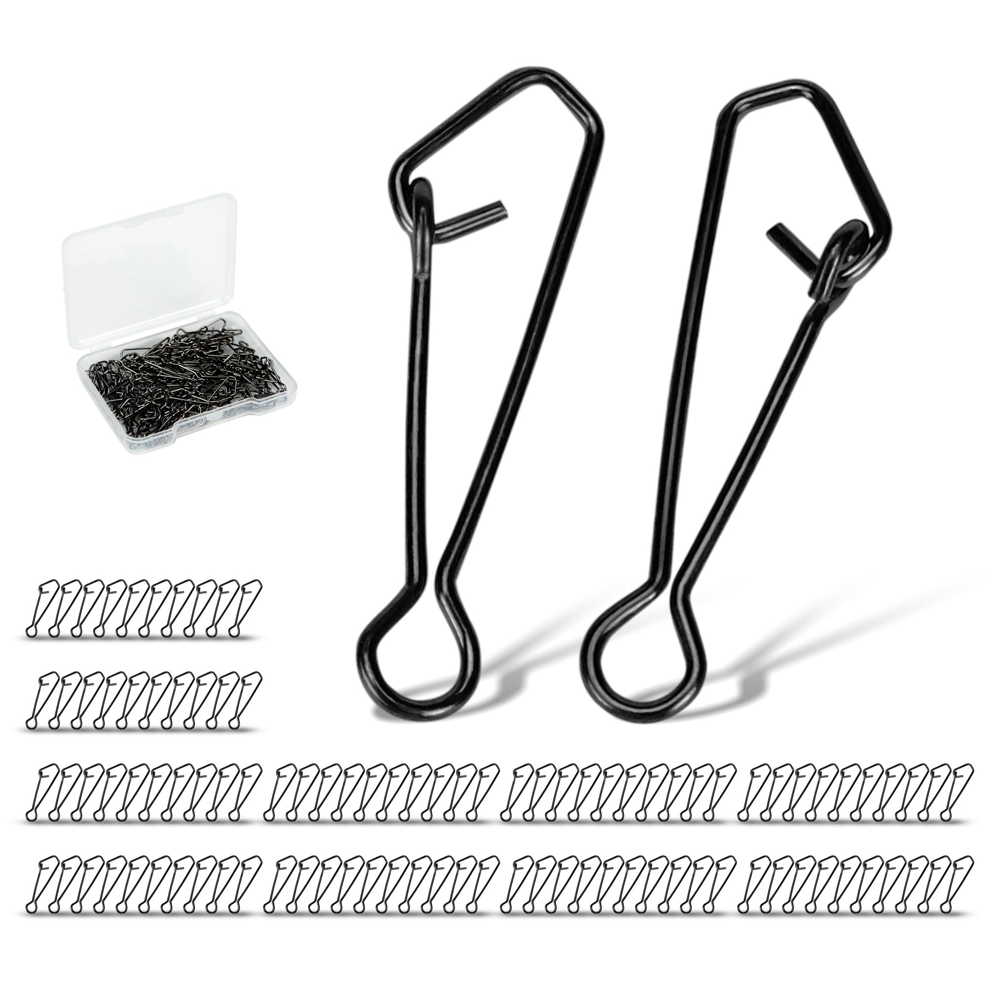 

Piscorush Fishing Quick Snap Stainless Black Nickel Value for Fishing Line 100-Piece Set, Steel, Finish, Pack, Tackle, Swivels, Connectors, Egi, чёрный