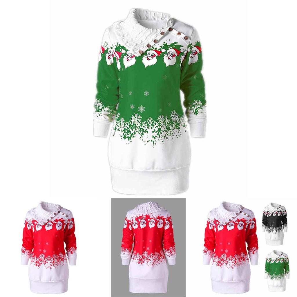 Festive Womens Christmas Jumper Mini Dress With Charming Santa Claus Design