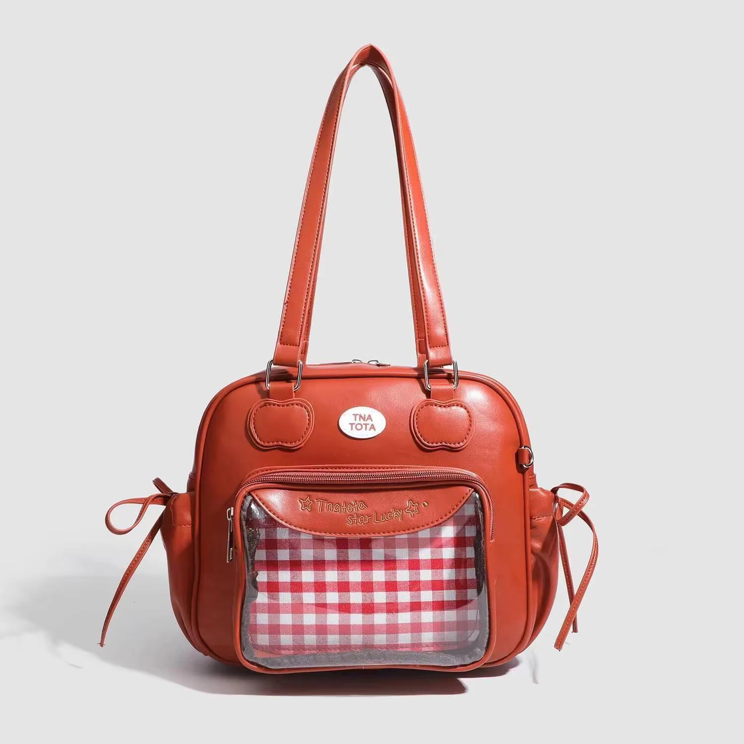 Nieuwe Japanse Harajuku Ita Bag Grote Capaciteit Schoudertas Schattig Meisje Transparante Tas DIY Badge Display Mode Crossbody Tassen red