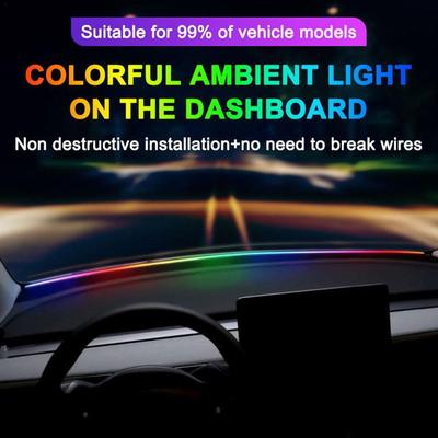1set Dashboard Ambient Light LED RGB Decorative Light Center Console Sealing Strip Embracing Ambient Light APP + Remote Control
