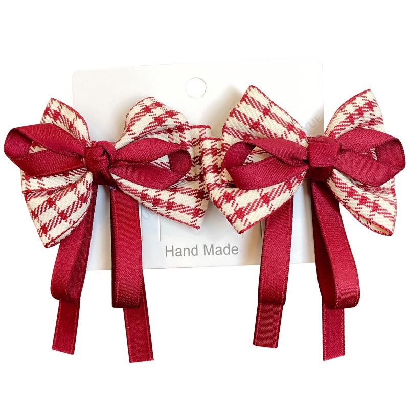 2pcs/set New Cute Plaid Ribbon Bowknot Hair Clips for Baby Girls Handmade Bows Hairpin Barrettes Headwear Kids Hair Accessories