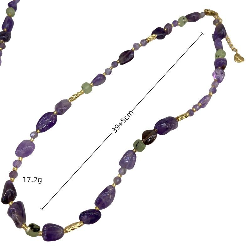 Summer New Dopamine Amethyst Prehnite Necklace Vintage Light Luxury Niche Choker for Women