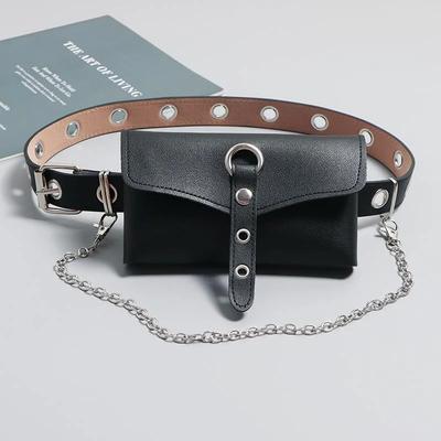 Pu Leather Waist Bag Large Capacity Belt Bag Women Crossbody Waist Bags with Belt Chain Mobile Phone Bag Purse.