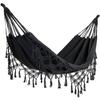 AIMOONSA Double Cotton Hammock Black 290x150 Cm - 2 People, Load 200 Kg, Handmade