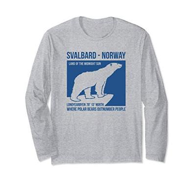 Svalbard Norway Polar Bears Longyearbyen Spitsbergen Aurora Long-Sleeve T-Shirt