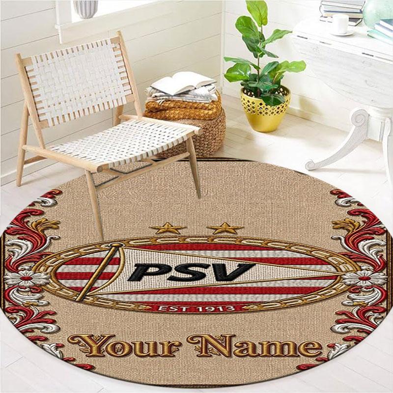 Philips Sport Vereniging Custom Name Round Area Rug,Carpet Rug for Living Room Bedroom Sofa Playroom Decor,Non-slip Floor Mat