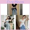 Fashion Korean Style Lace Vneck Short Sleeve Tshirt For Women Summer Chic