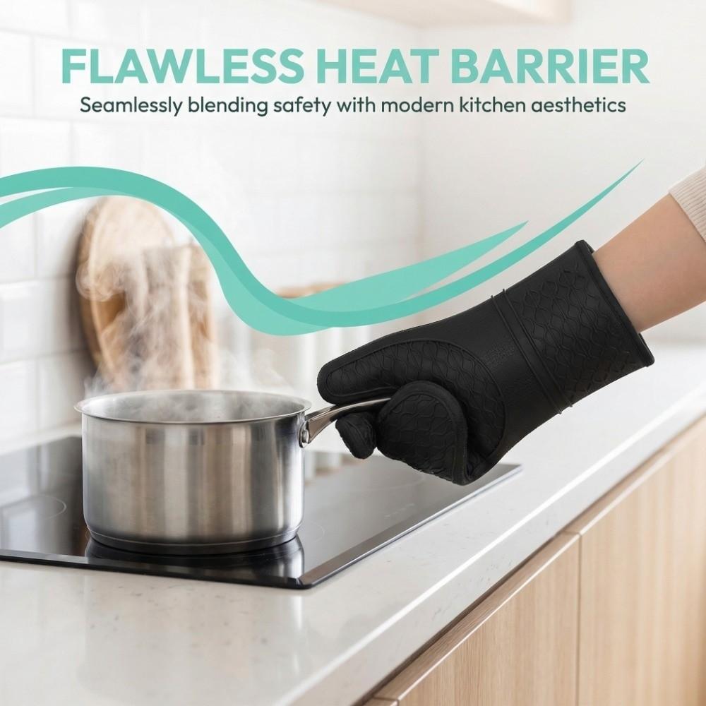 Silicone Heat Resistant Mitts Non-Slip Grip BBQ Gloves Food Grade Kitchen Potholder  Household