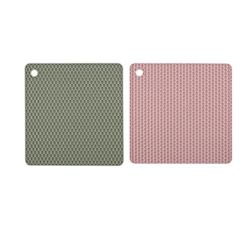 2/4PCS Honeycomb Nonslip Pot Table Mat Placemat Kitchen Accessories Multifunction Heat Resistant Silicone Mat Drink Cup Coasters