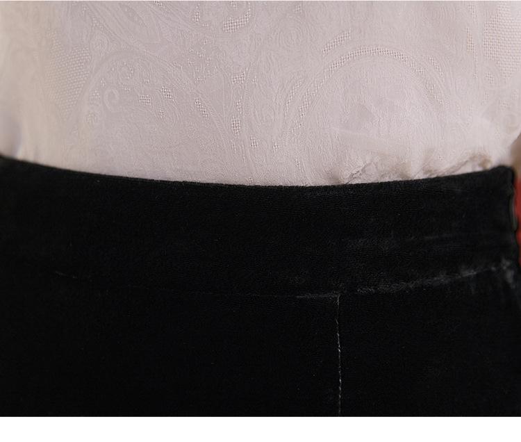 Jupe Midi Fendue en Velours de Soie Taille Haute pour Femme - Mode Chic Automnale à la Française