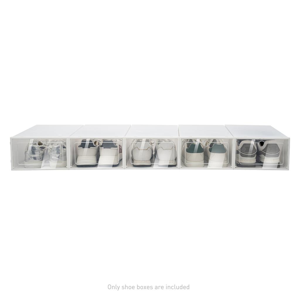 20pcs Foldable Plastic Transparent Shoe Box Clear Stackable Storage Organizer Rectangular for Living Rooms, Bedrooms, Study Room