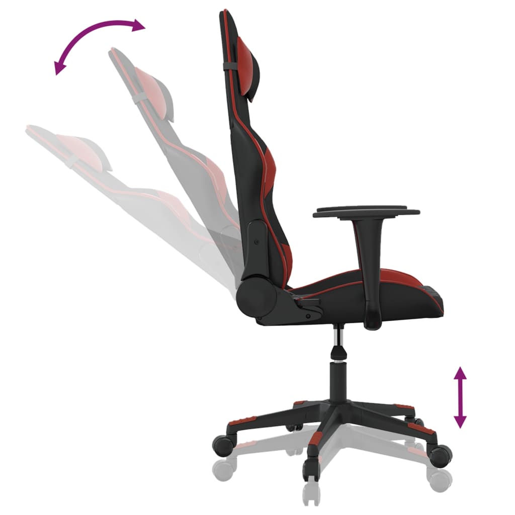 Gaming Chair in Black and Burgundy Artificial Leather
