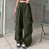 Women's Wide-Leg Athletic Pants with Multiple Pockets, Drawstring and Tapered Ankles
