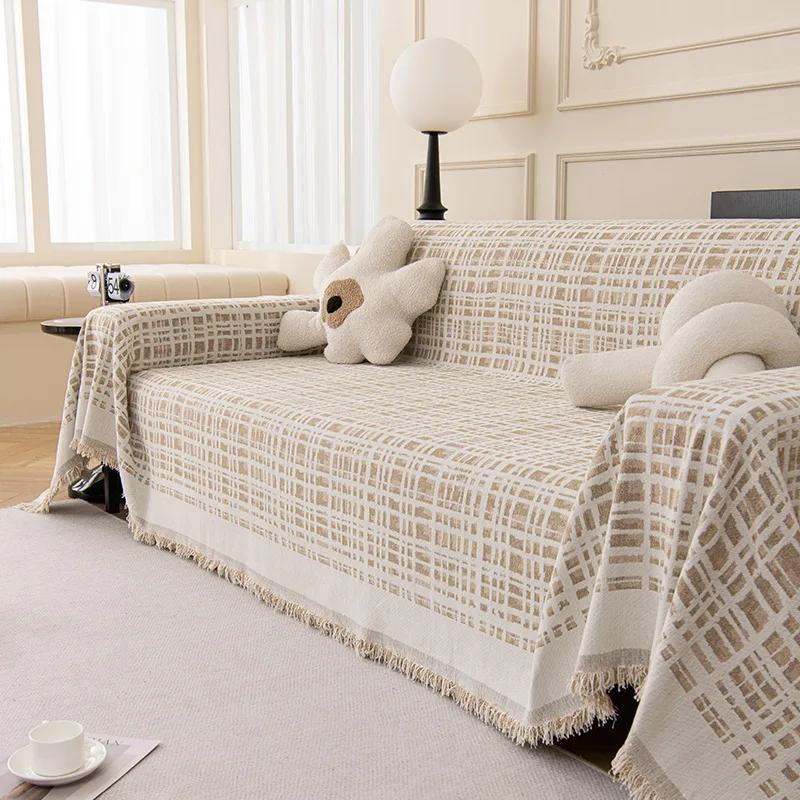 

Цельное полотенце для дивана, тяжелый чехол из синели, всесезонное универсальное покрывало в скандинавском стиле, нескользящее двустороннее практичное одеяло 180x130cm