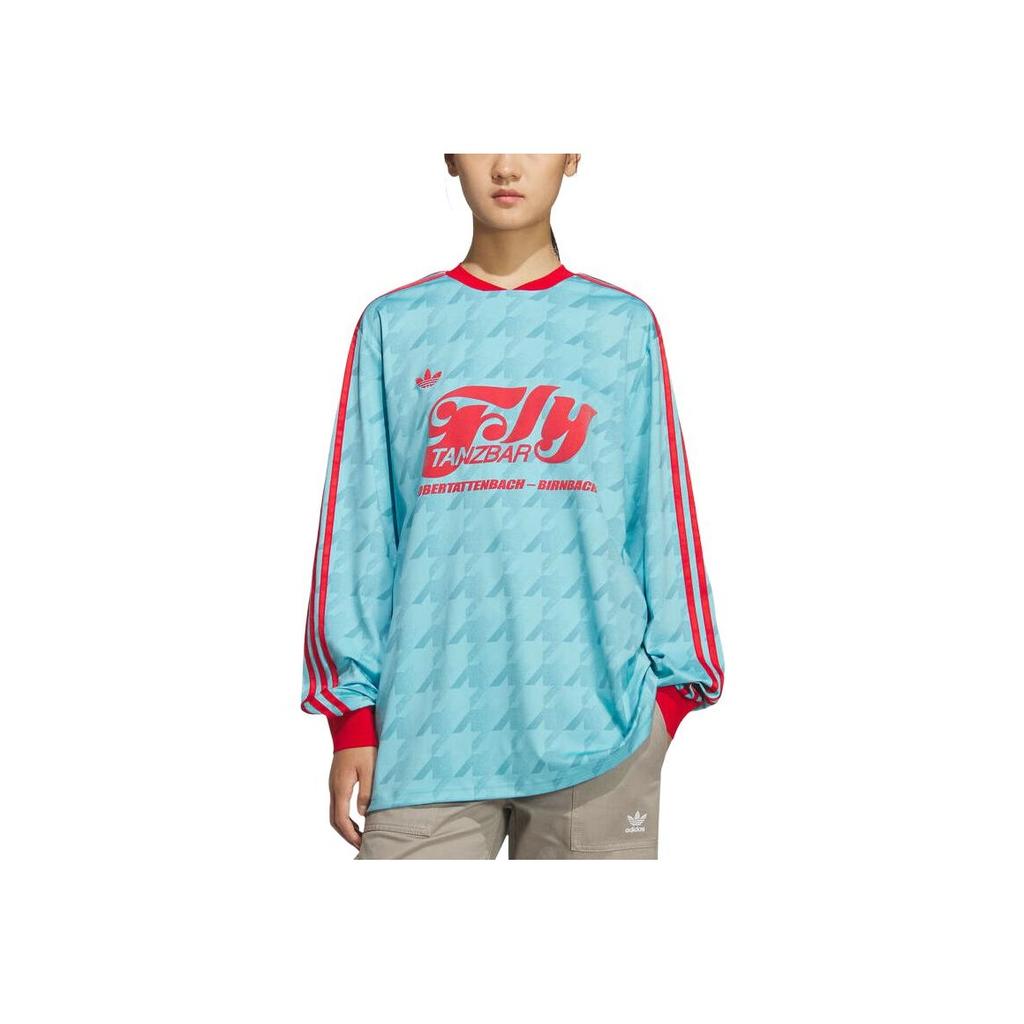adidas Originals SS25 Footie Logo Casual Sports Long Sleeve Football Shirt Women Tops KF9613