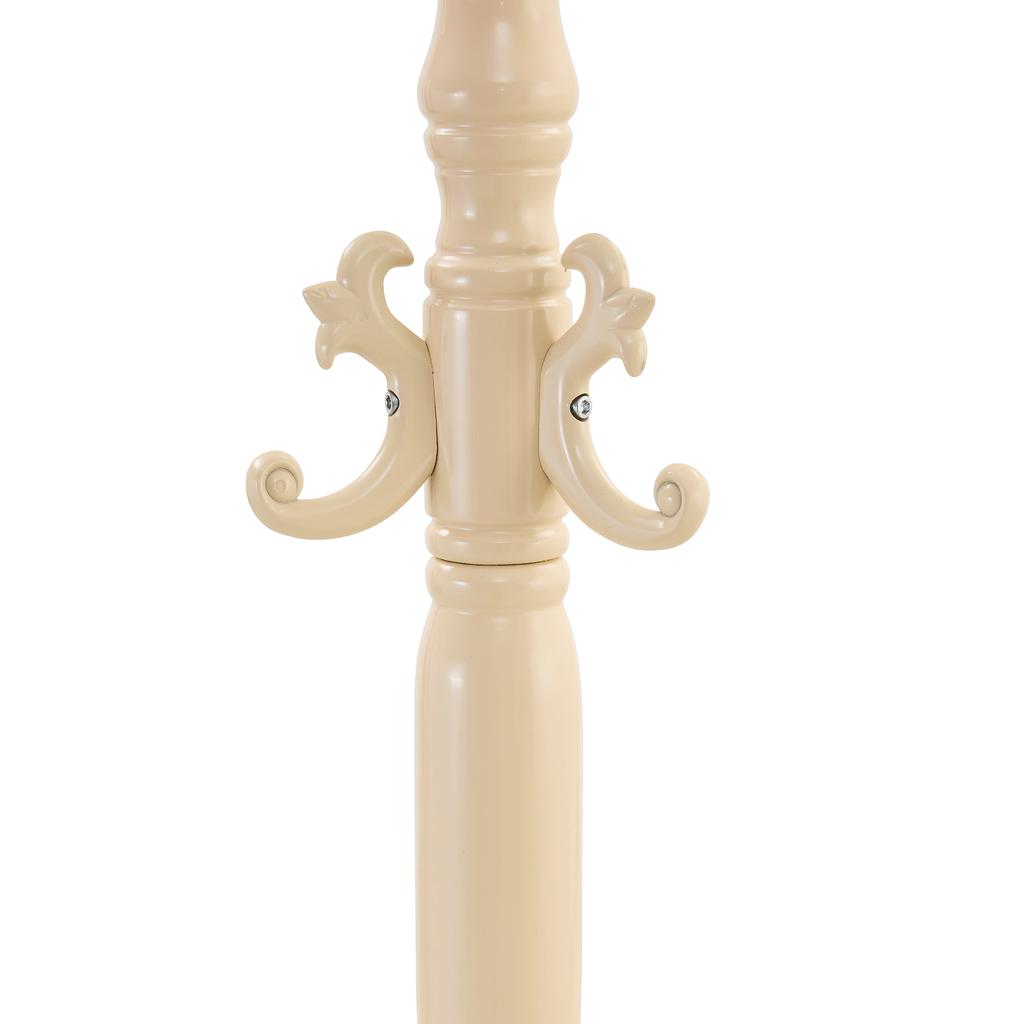 Give Your Home Elegance: Versatile European Coat Rack In Cream-White Solid Wood – Multi-Level, Sturdy, Easy To Assemble and with Non-Slip Feet.