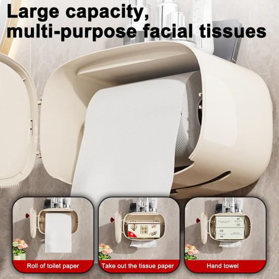 Tissue Box Top Storage Waterproof Tissue Holder No Wall Damage Easy Stick Creamy Style Universal Paper Towels for Bathroom
