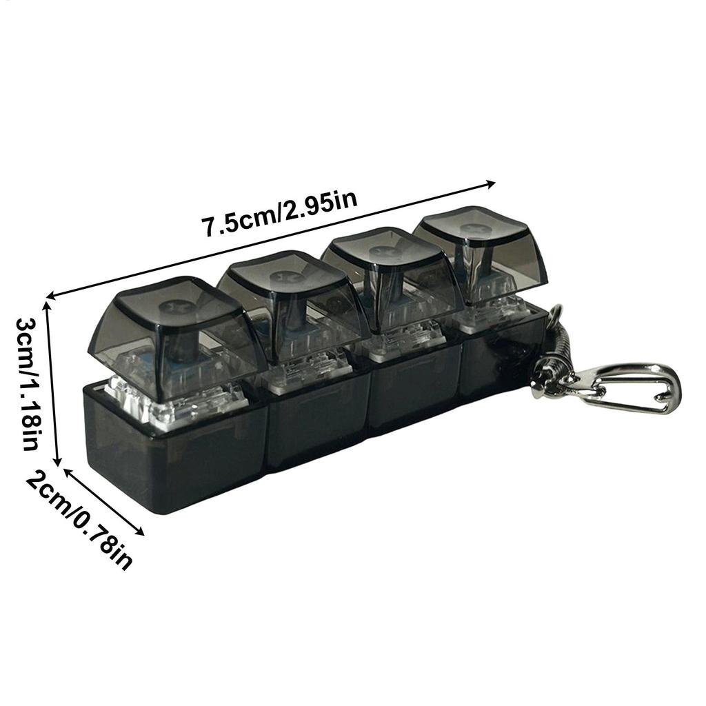Relaxing 4 Keys Finger Keyboard Keycap Stress Decompressions Toy Gadget Key Button Fidget Keychain Adult