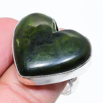 Gemma di Labradorite Verde Naturale Argento Sterling 925 Anello Regalo Taglia 10 A4L95