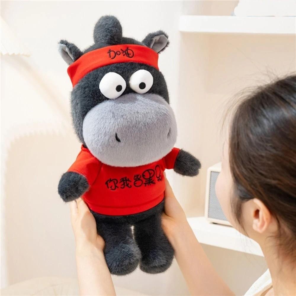Cute Black Horse Plush Toy Good Luck Zodiac Pony Figurine Lucky Horse Plush Toys Festive Decor