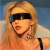 Cyberpunk Goggles Futuristic Party Glasses One Piece Wrap Around Silver Mirror Sunglasses Women Men Sunnies Shades Sun Glasses