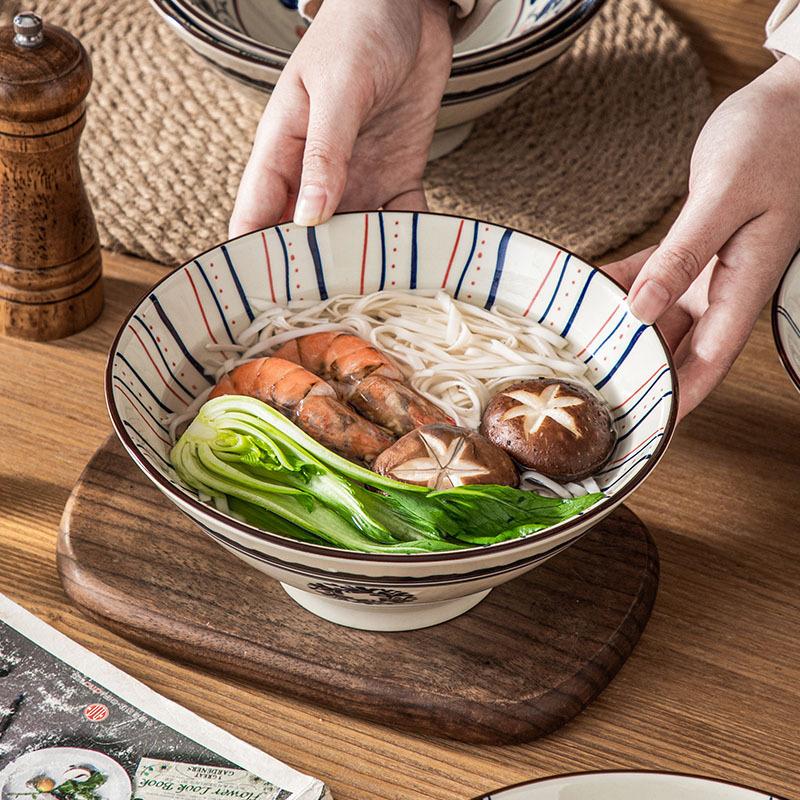 980ml Japanese Ceramic Soup Bowl Retro Ramen Noodle Bowls Large Capacity Bowl Restaurant Household Tableware Kitchen Supplies
