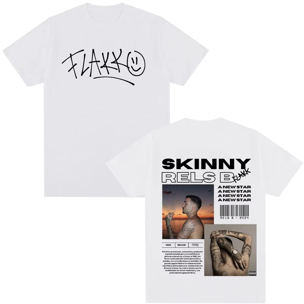 2026 Hip Hop Streetwear Oversized T-Shirt Rapper RELS B Skinny Flakk Ein Neuer Star Album Merch T-Shirt Herren Damen Kleidung Mode Hip Hop T-Shirt