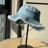 2026New Vintage Frayed Denim Fisherman Hat for Women, Spring Sun Hat with Large Brim That Makes the Face Look Smaller, Casual and Simple