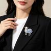 1Pcs Rose-Flower Sheep Brooches For Women Unisex 4-Color Rhinestone Year Of The Goat Animal Party Office Brooch Pin Gifts