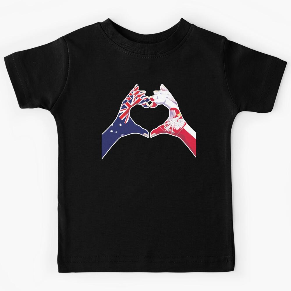 Poland Polish Australian Australia Love Heart Peace Kids T-Shirt 130