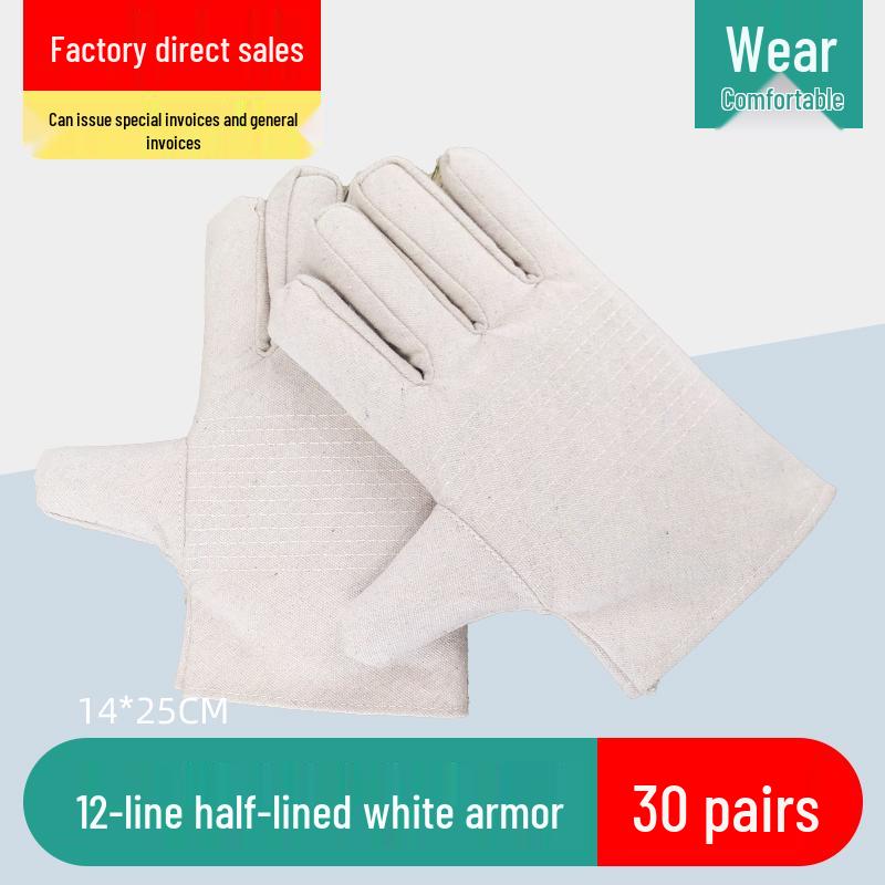 Heavy-Duty Anti-Slip Canvas Work Gloves – Durable, Double-Layer Protection for Construction and Welding