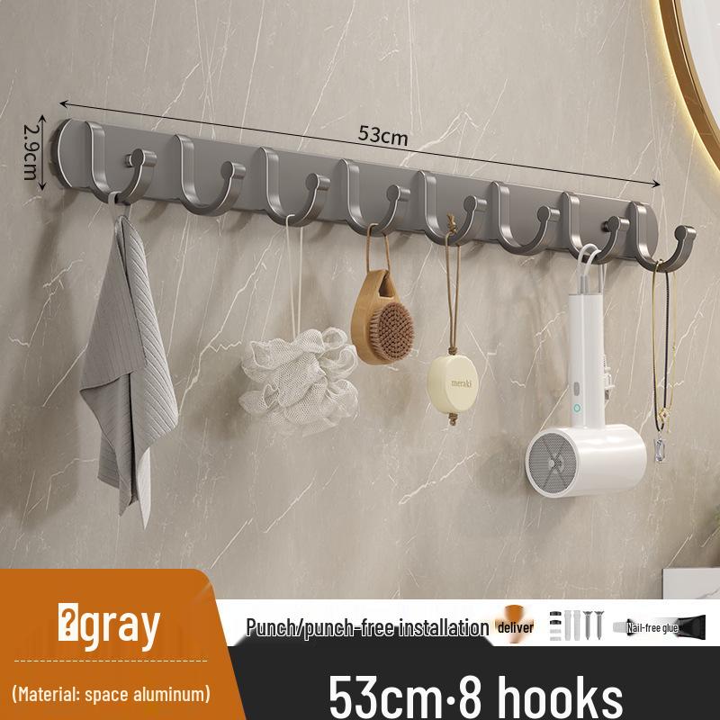 Porte-manteau mural en aluminium et étagère organisatrice avec crochets