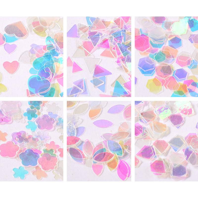 1 Box 12 Styles Star Heart Nail Glitter Symphony Blue Transparent Sequins DIY Nail Art Decoration Manicure Tools
