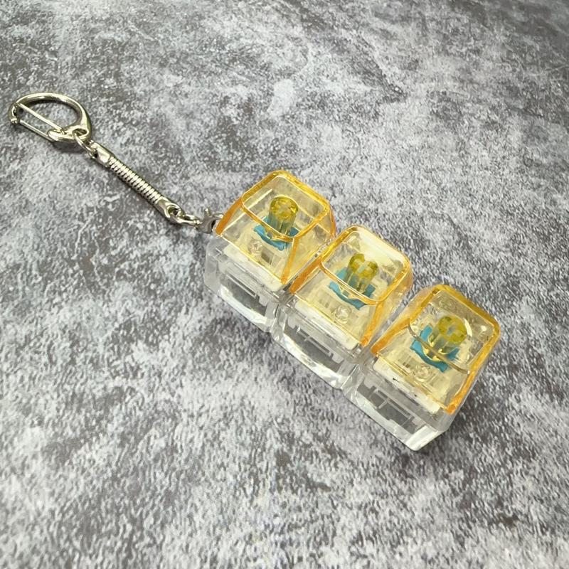 3Keys Keyboard Key Chain DIY Button Finger Keyboard Caps Stress Relief Toy Bag Pendant Transparent Shaft Decompression Toy Gift