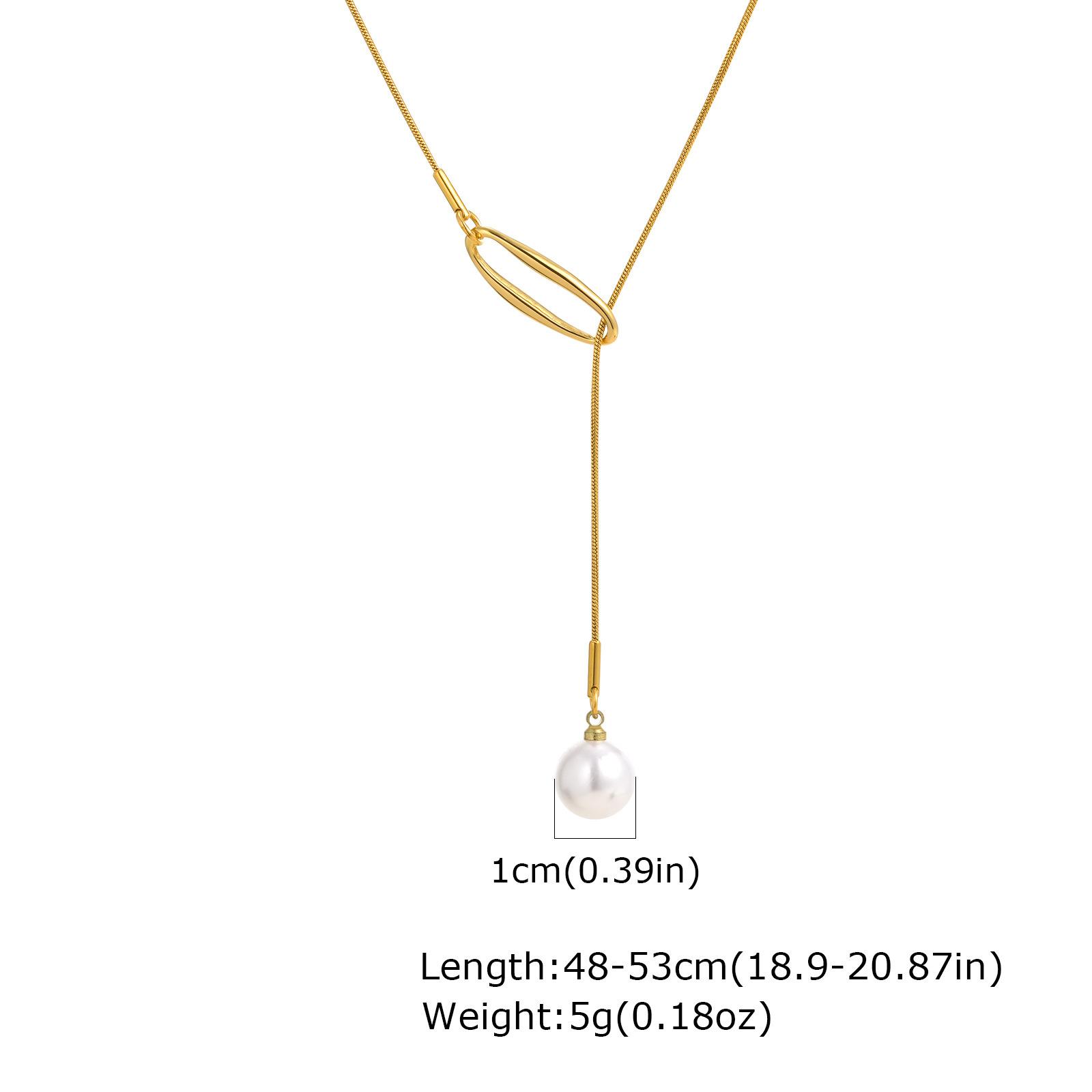 

Stainless Steel Round Snake Chain Hollow Geometric Accessories Imitation Pearl Y-Shaped Necklace Women S, Accessories Nc- золотой