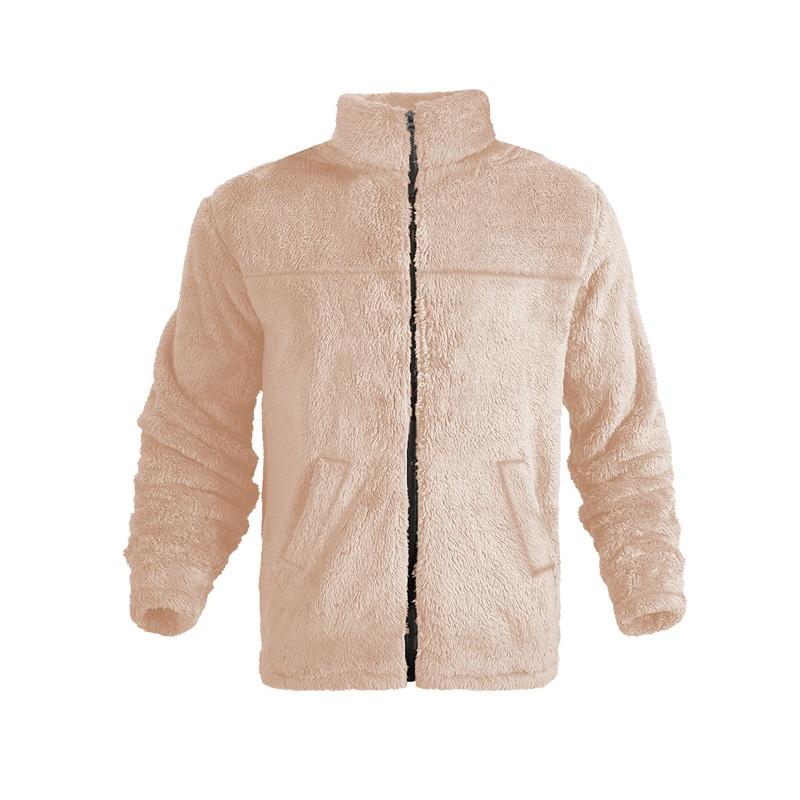 Men's Standing Collar Fleece Top With Zipper Oversized Casual Jacket For Autumn And Winter