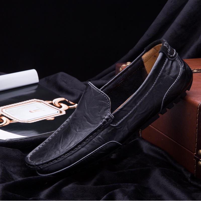 British Style Men's Plus Size Leather Driving Moccasins for Spring & Autumn