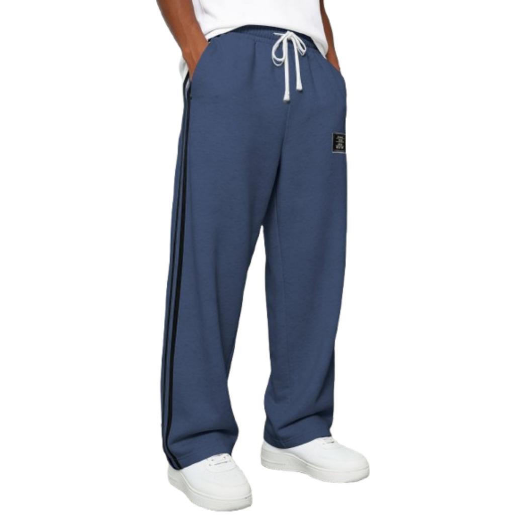 Men's Loose Drape Straight Sweatpants Wide,leg Athleisure Trousers
