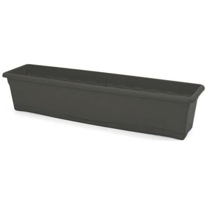 PLASTIKEN Rektangulær plantekasse - 80 X 20 cm med brett - Antrasitt