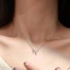 Popular necklace for 925 silver premium cute ribbon made of sterling birthday gift [K.L.Y] women, pendant, zirconia, popular, necklace, silver,