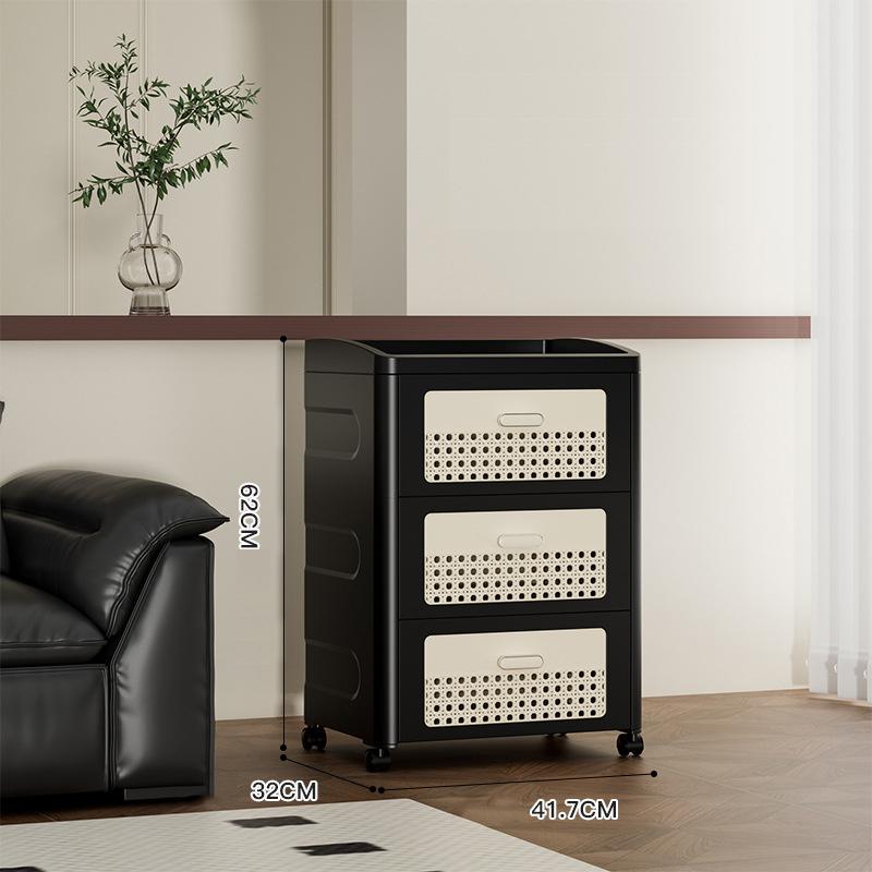 

Бытовая тележка складная прикроватная тумбочка стеллаж для хранения многофункциональный органайзер гостиная спальня пылезащитный шкаф для хранения книг и закусок 3 layers чёрный