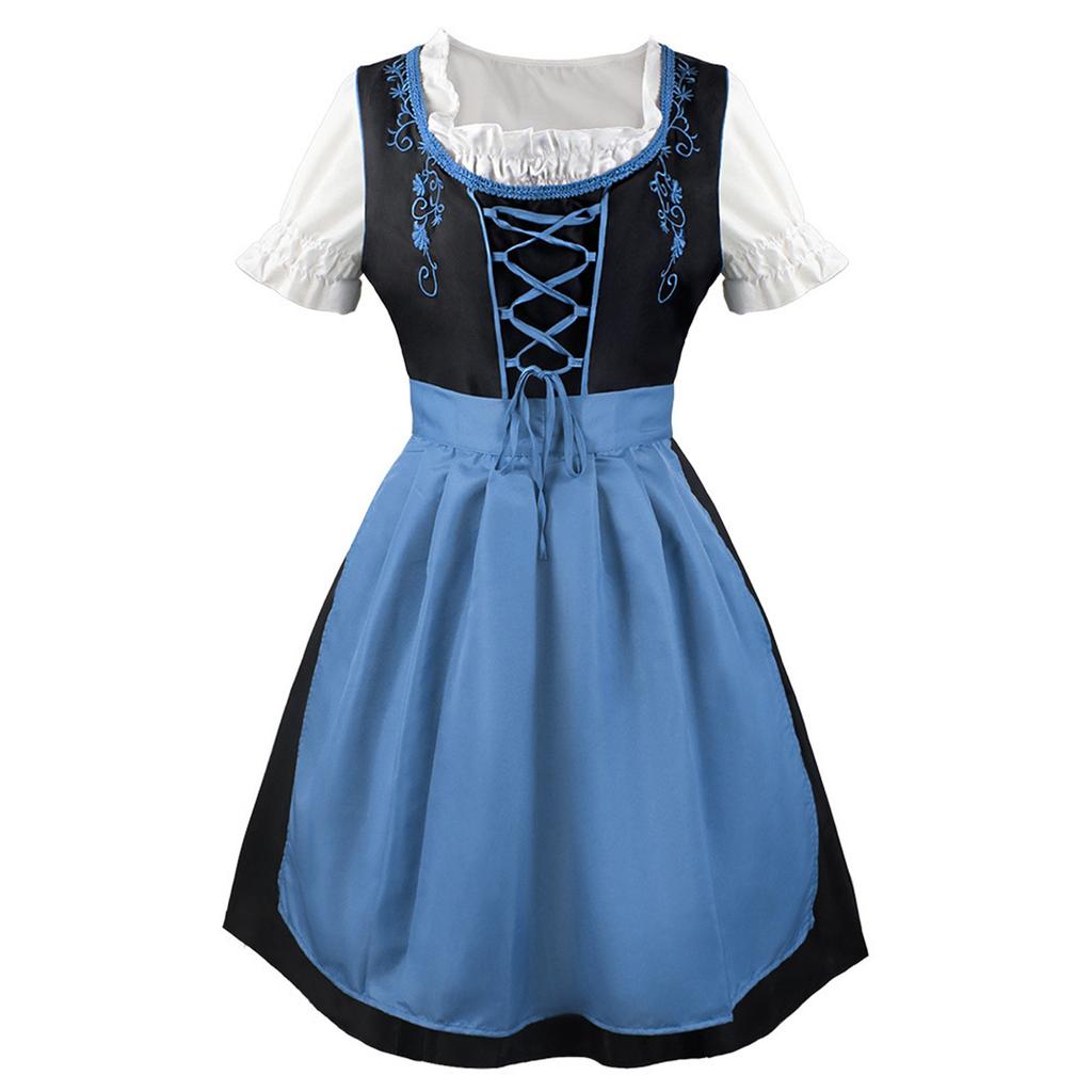 Beer Festival Costume, Women's Performance Costume, Floral Print Square Neck Dress