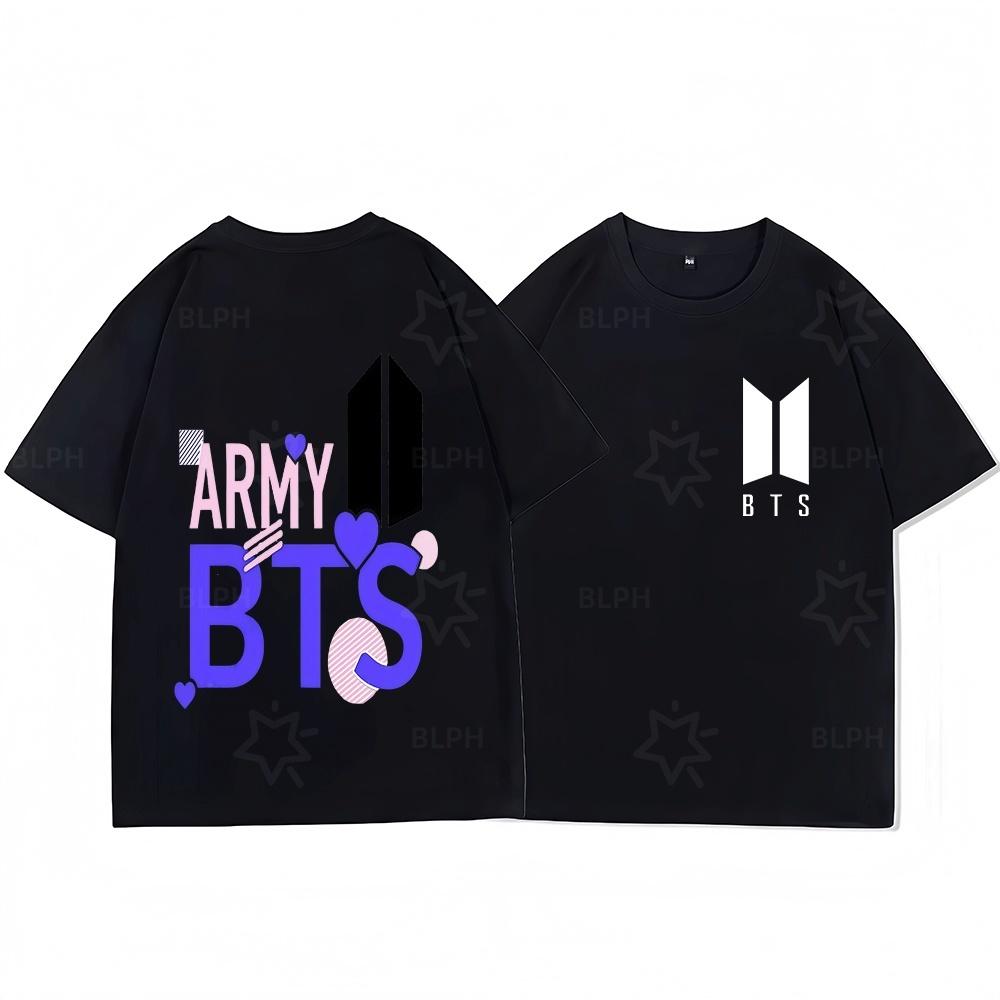 Y2K BTS Family Matching T Shirts Kpop BT21 Graphic Print Casual Couple Tees Soft Short Sleeve Army Fans Gift Tops for Adul Kids