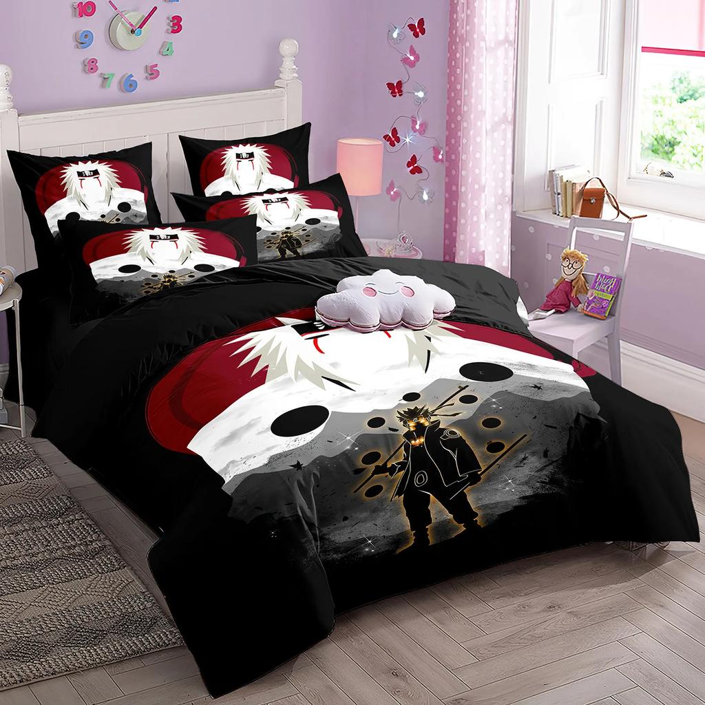 S High Quality Comfortable Quilt Cover Set Ninja Uzumaki Uchiha Beding Set Anime N-Naruto Soft Duvet Cover Plus Pilowcase For Young Boys Gift