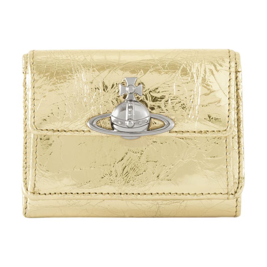 

VIVIENNE WESTWOOD Small Flap Enamel Orb Pattern Snap Closure Leather Wallet Women Wallet Gold 8053195062959 Basic Set (Bag)