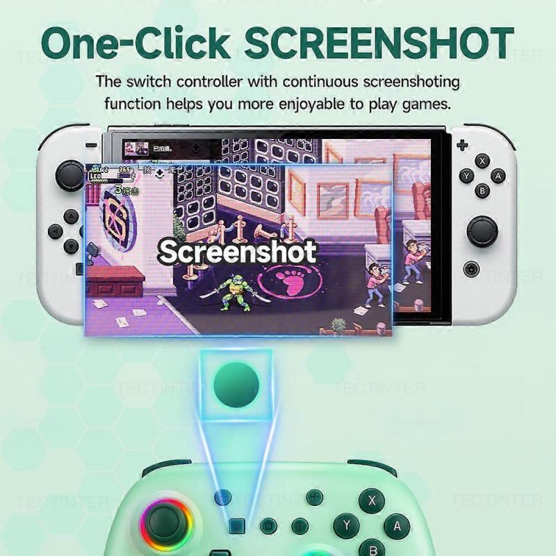 RGB Wireless BT Controller For Nintendo Switch/OLED/Lite Gamepad For Android Phone/PC/TV Box/Steam Joystick With Turbo Function(Crack Black)